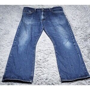 Levis 517 Jeans Mens 38x30 Blue Denim Bootcut Distressed Hole Vintage Style